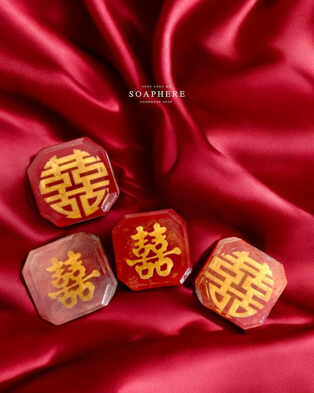 Decorative handmade soaps with Chinese wedding blessings