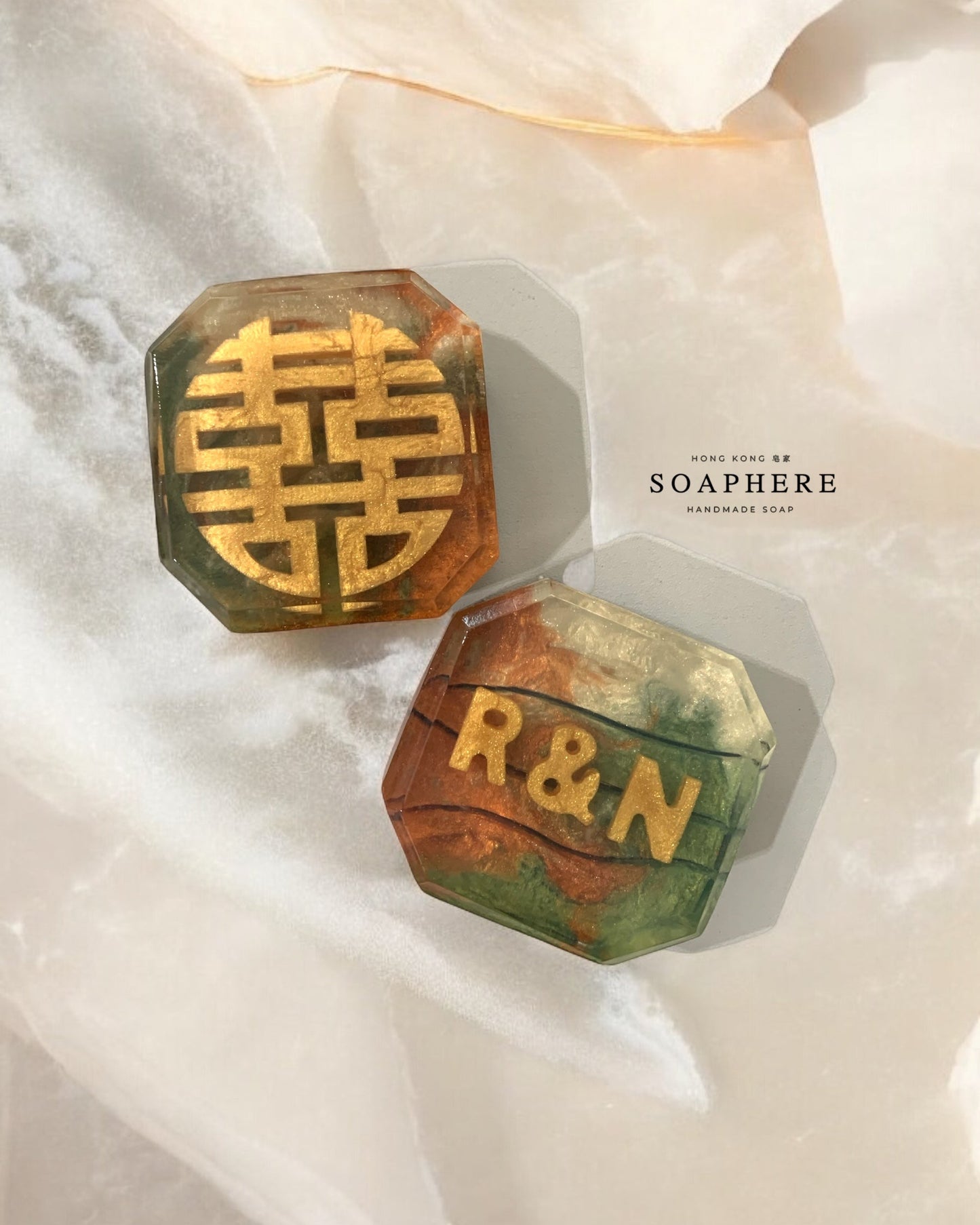 Decorative handmade soaps with Chinese wedding blessings