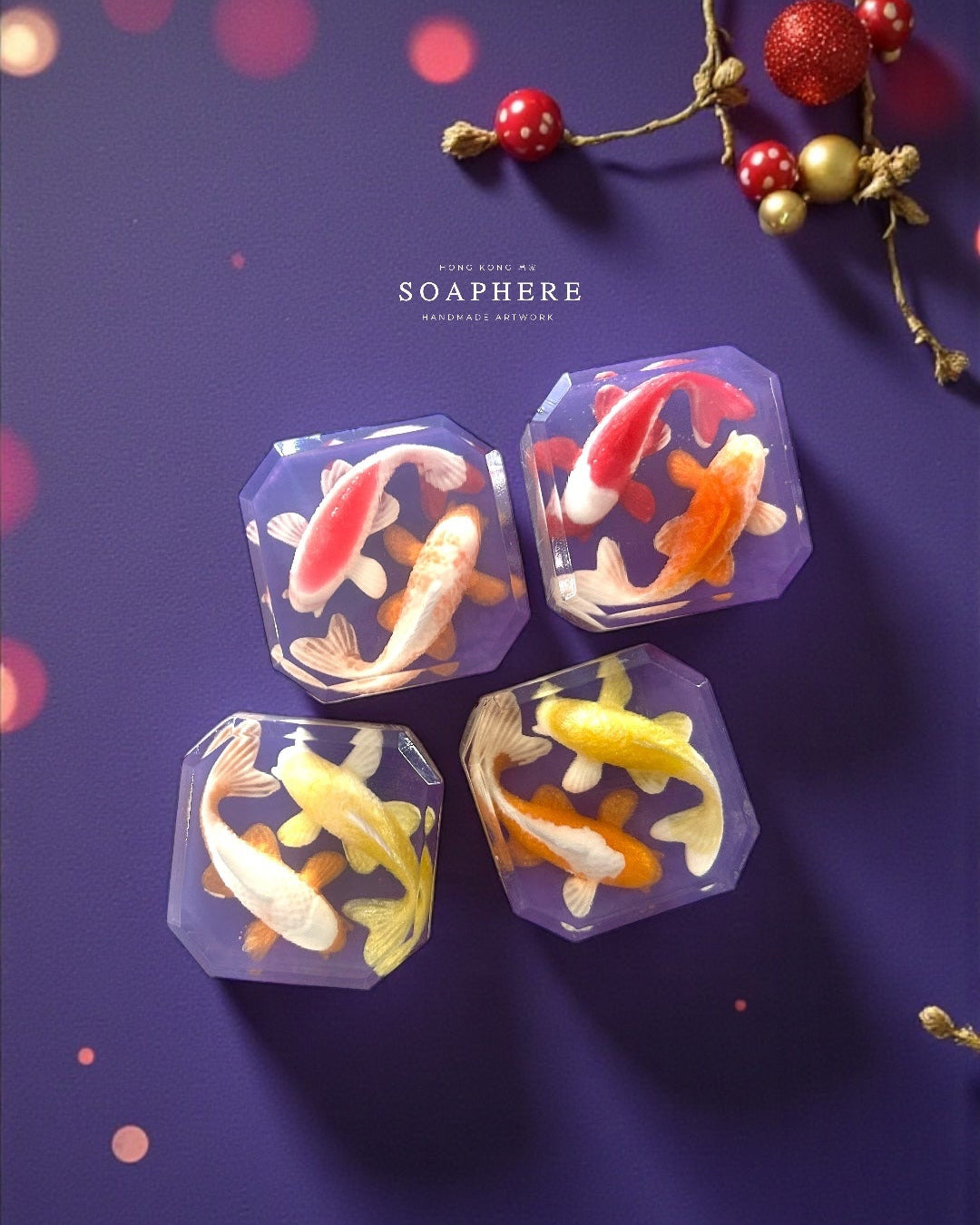 Decorative soaps with goldfishes swimming